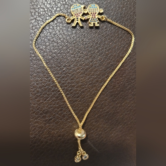 "Gold Charm Bracelet with Colorful Accents" - Picture 2 of 2